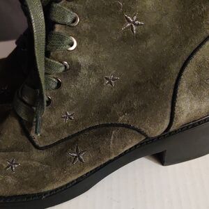Lola Cruz Olive Green Star-Embellished Women's Boots Size 37